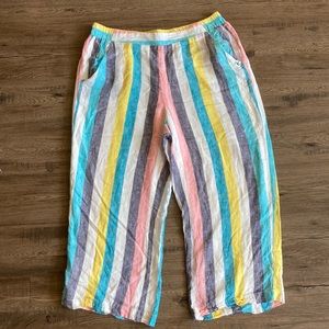 Splendid x Gray Malin| St. Barry’s Linen Blend Striped Ankle Pants sz XL